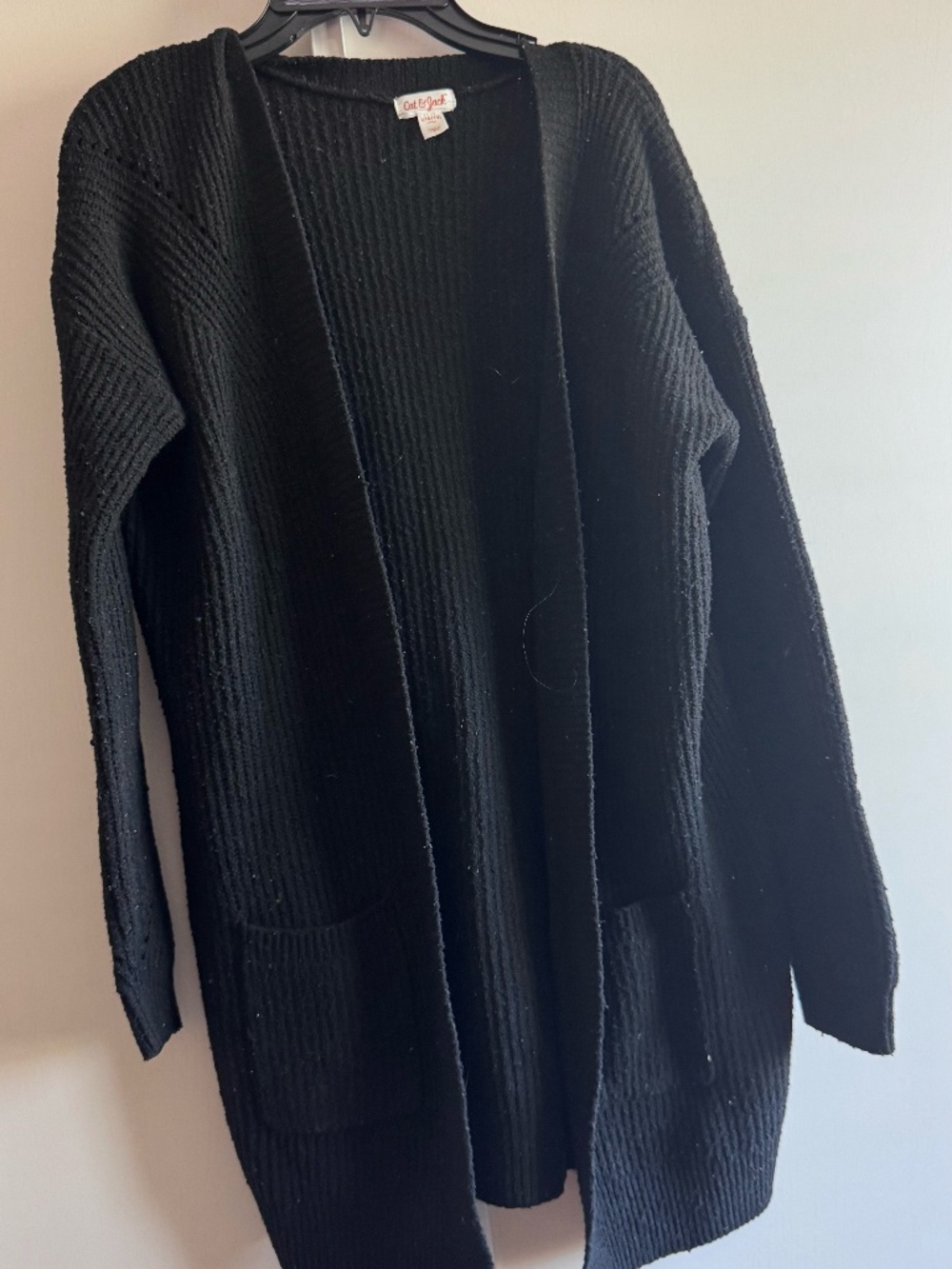 Girls Cat & Jack Black Knit Open Front Cardigan